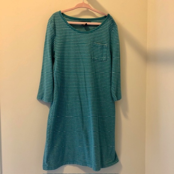 Gap Kids Girls’ Teal Green Striped Long Sleeve Dress, Size M (US), Gently Worn - Picture 1 of 3